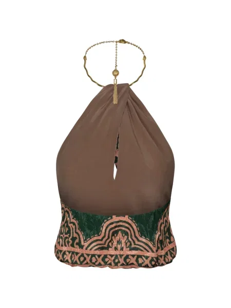Top Johanna Ortiz cu gât halter verde