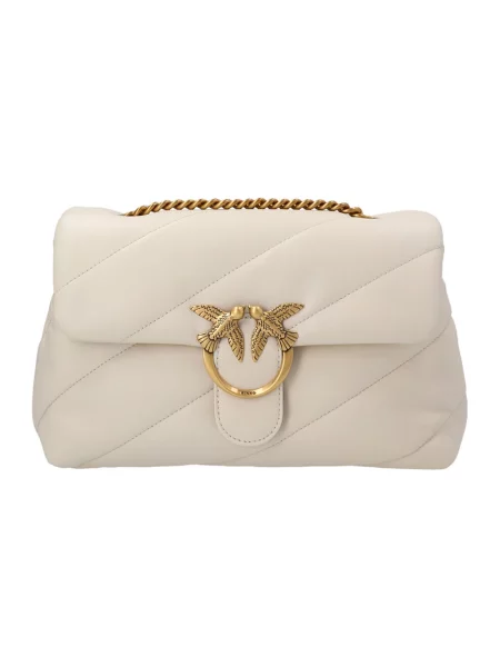 Torebka crossbody Pinko klasyczna z owczej skóry biała