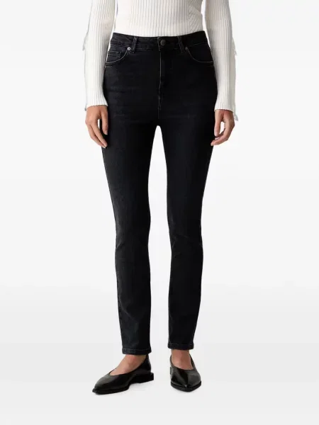 Blugi skinny Twinset cu talie înaltă negru
