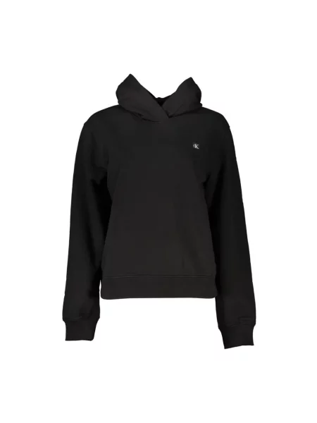 Haftowana bluza z kapturem Calvin Klein Jeans z kapturem z długim rękawem czarna