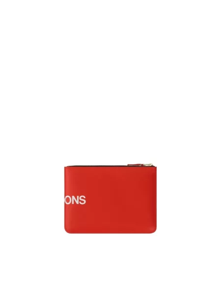 Portfel Comme Des Garcons skórzany z logo czerwony