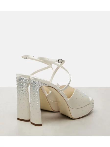 Sandale Jimmy Choo din satin cu platformă alb