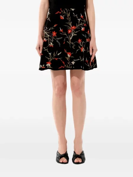 Fustă midi Balenciaga cu model floral în linie A negru