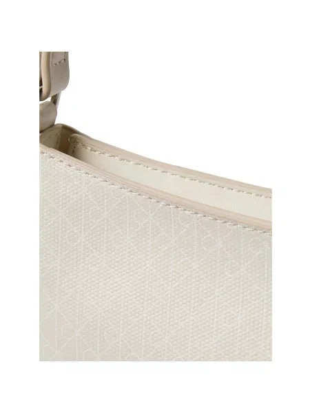 Geantă Calvin Klein Emblem Aop Small Shoulder Bag Écru alb