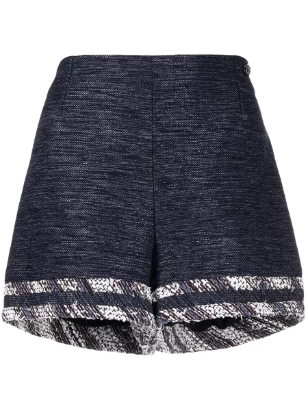 Tvídové mini kraťasy Chanel Pre-owned modré
