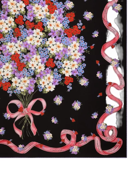 Gėlėtas raštuotas šalikas Dolce & Gabbana juoda