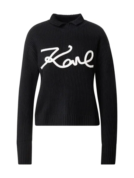 Pulover Karl Lagerfeld de lână cu guler înalt negru