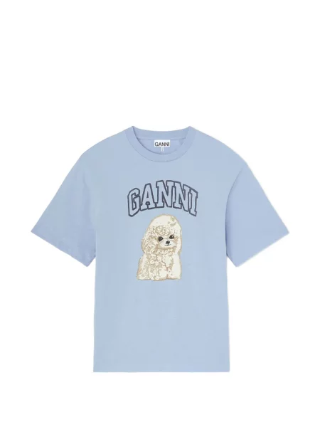 Tricou Ganni cu imagine albastru