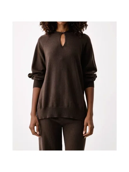 Sweter Max Mara z kapturem brązowy