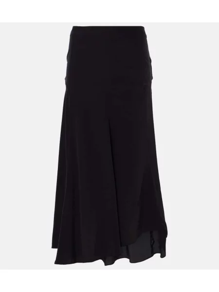 Fustă midi Isabel Marant de mătase până la genunchi negru
