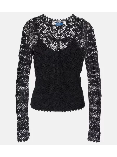 Top Polo Ralph Lauren din dantelă negru