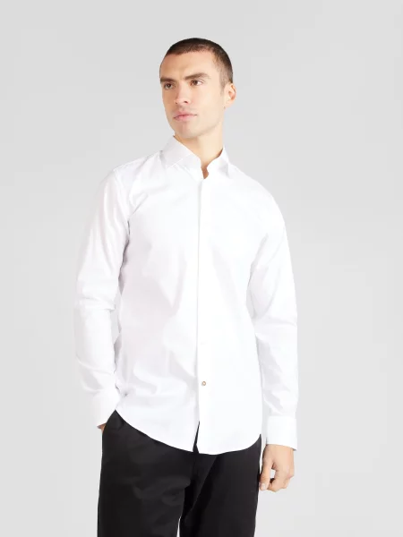 BOSS Black Cămașă Hank murdar alb