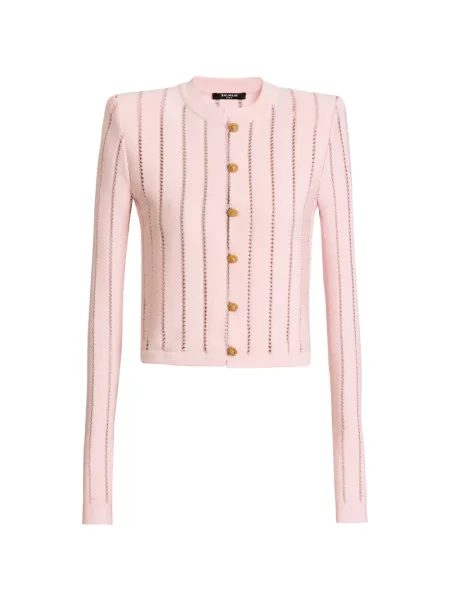 Decupat cardigan Balmain tricotate roz