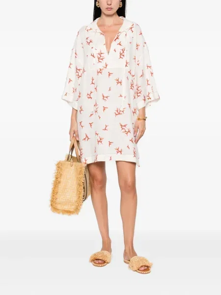 Rochie mini Fendi cu imagine de costum alb