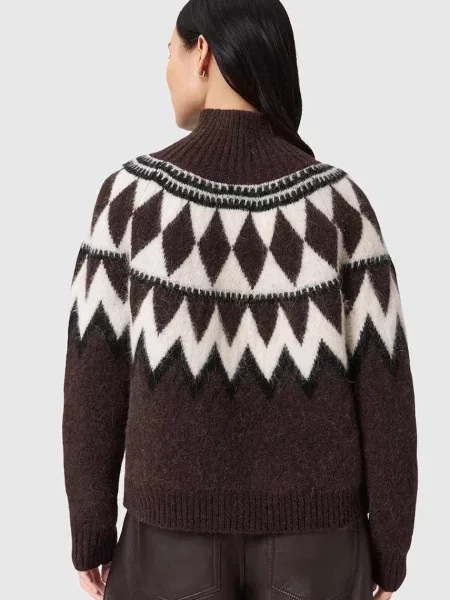 Светр із додаванням вовни AllSaints TARA теплий гольф сірий