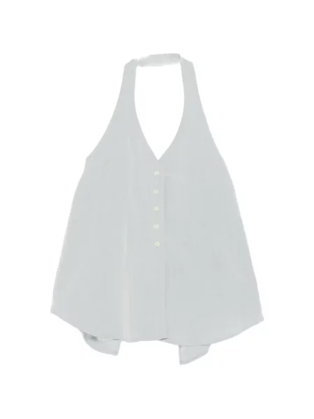 Bluzka Eleh z dekoltem w serek niebieska