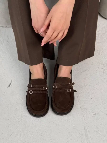 Замшевые лоферы 105.store коричневые
