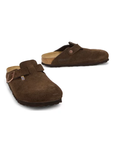 Klapki Birkenstock skórzane brązowe