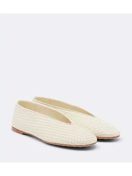Bőr balerina Bottega Veneta fehér