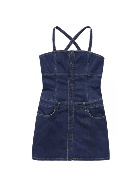 Rochie din denim Pepe Jeans albastru