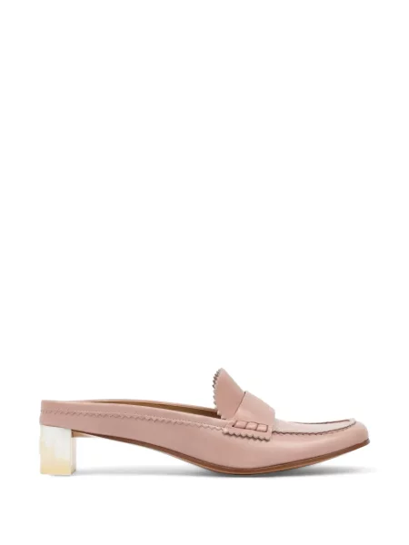 Papuci tip mules Mm6 Maison Margiela din piele cu bretele roz