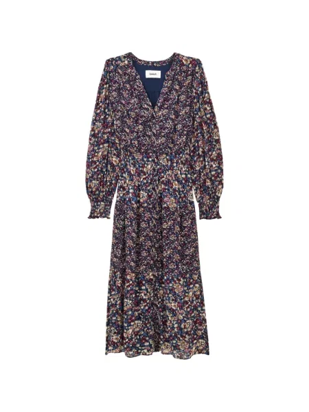 Rochie midi Ba&sh cu model floral cu imagine albastru