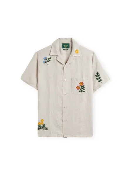 Flanelová košeľa Portuguese Flannel s výšivkou béžová