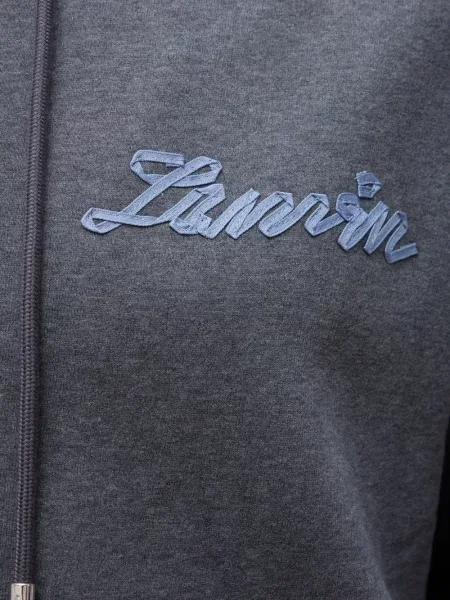 Hanorac cu glugă Lanvin din cașmir gri