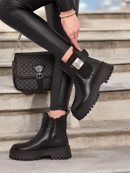 Botine Resti din piele negru