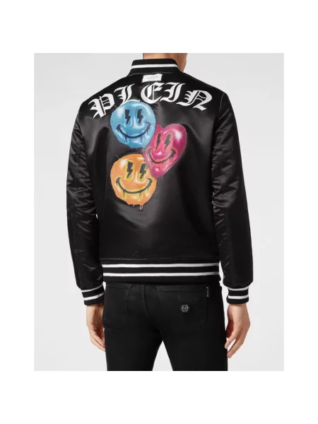 Satynowy kurtka bomber Philipp Plein czarny
