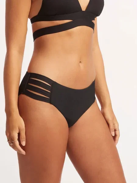 Seafolly figi kąpielowe Multi Strap Hipster czarne