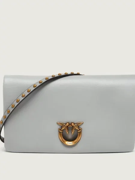Rucsac Pinko din piele plic gri