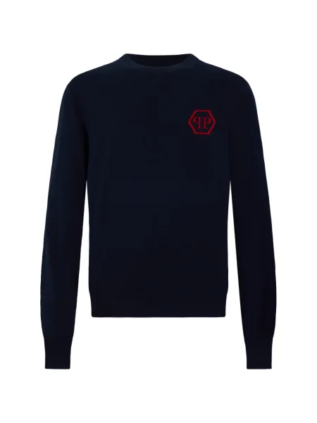 Pulover Philipp Plein din jacard albastru