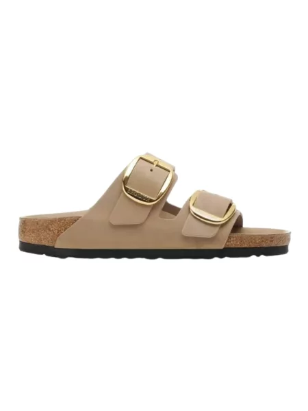 Klapki Birkenstock skórzane beżowe