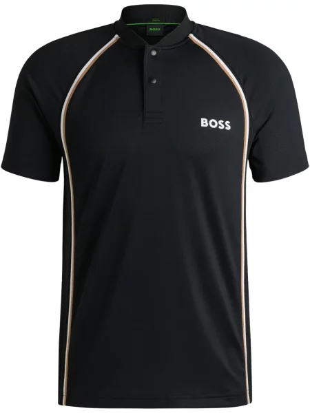 Поло тениска Boss с принт черно