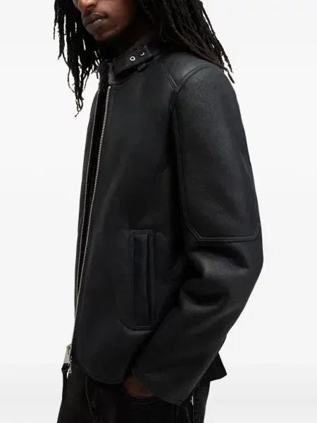 Geanta de piele Allsaints negru