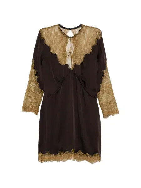 Rochie mini The Attico din dantelă maro