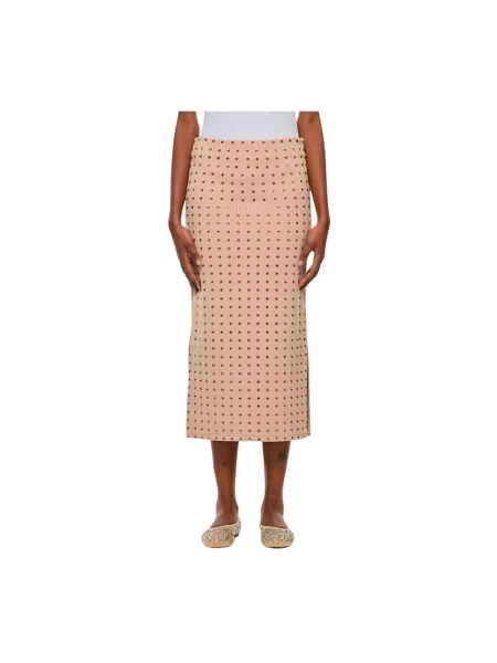 Spódnica midi Sportmax z ćwiekami do kolan beżowa