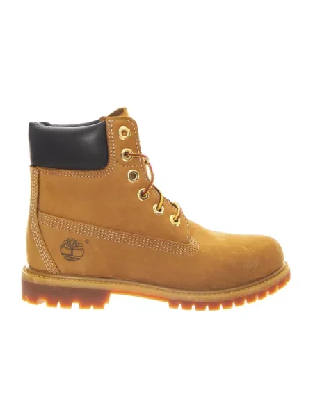 Botki Timberland skórzane na płaskim obcasie beżowe