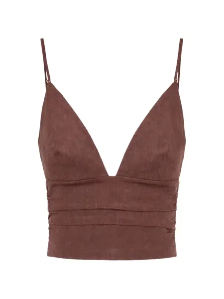 Top Pinko cu decolteu în V maro