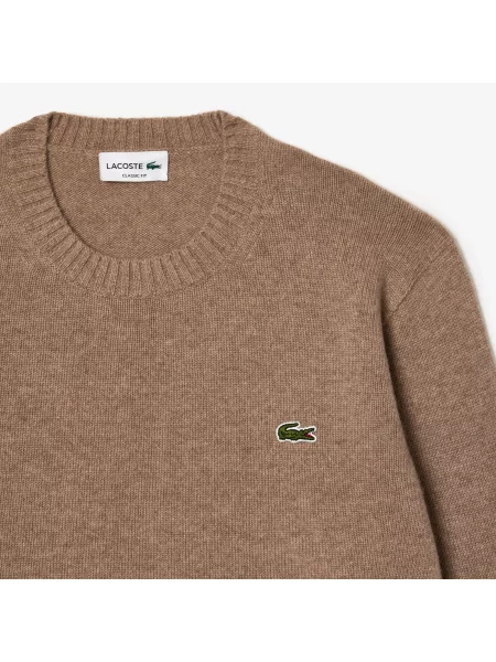 Lacoste Sweter Z Okrągłym Dekoltem Z Dzianiny Kaszmirowej 3D czarny