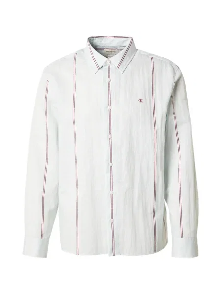 Calvin Klein Srajca pastelno modra / češnjevo rdeča bela