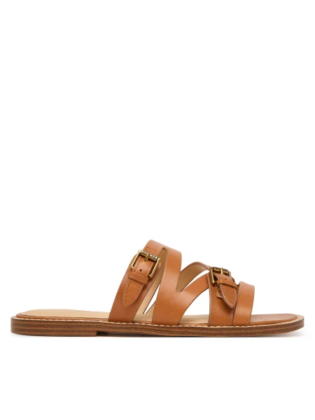 Șlapi Guess din piele maro