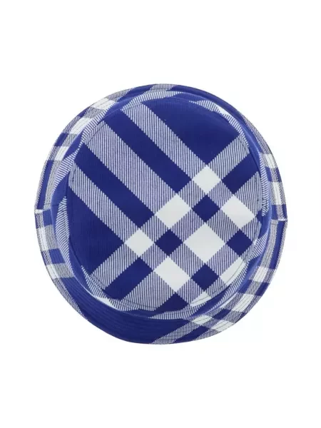 Czapka Burberry wełniana w kratę niebieska