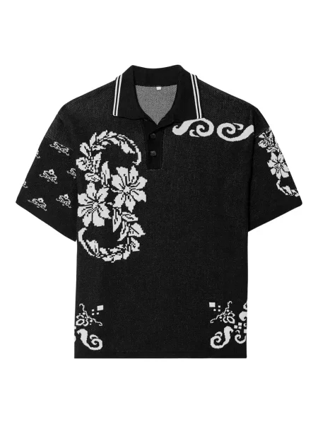 Polo Agua Bendita cu model floral negru