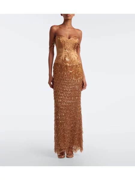 Rochie Georges Hobeika din satin maro