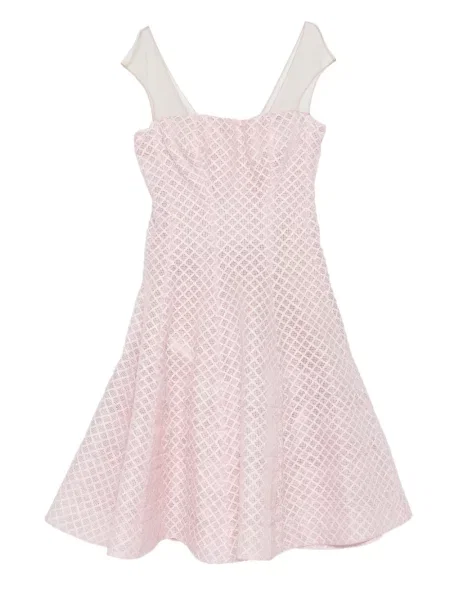 Rochie mini Gemy Maalouf cu imprimeu geometric plasă de costum roz