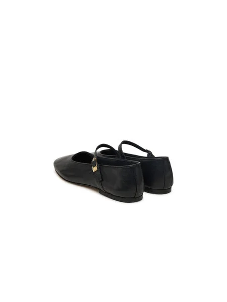 Tommy Hilfiger Kožené balerínky SMOOTH LEATHER MARYJANE čierna