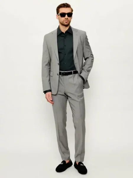 BOSS BLACK Gyapjú öltöny fekete