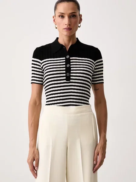 Tricou polo Marella din lyocell negru